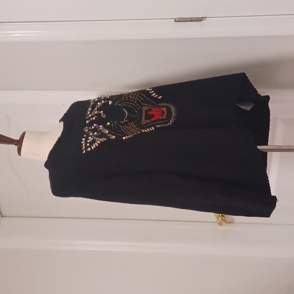 Guess black oversized high low sweater tiger graphic embroidered medium - Picture 9 of 16